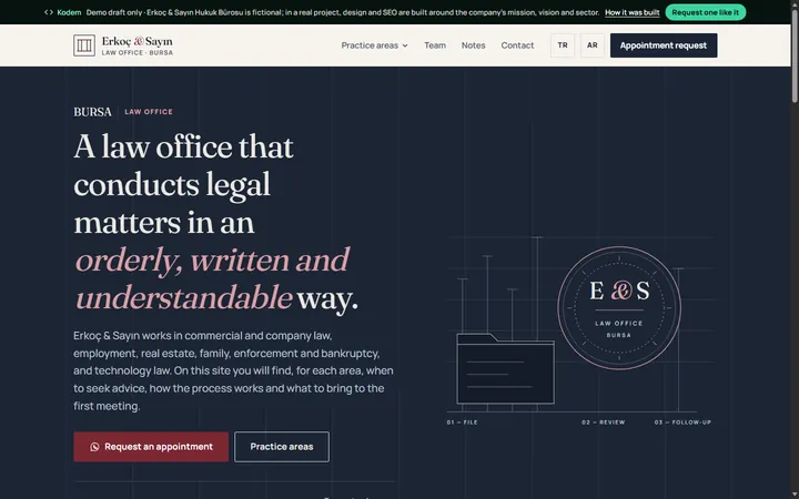 Erkoç & Sayın example website, Law firm