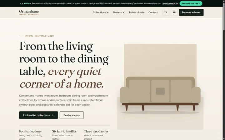 Ormanhane example website, Furniture manufacturer