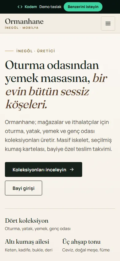 Ormanhane örnek sitesi, mobil görünüm